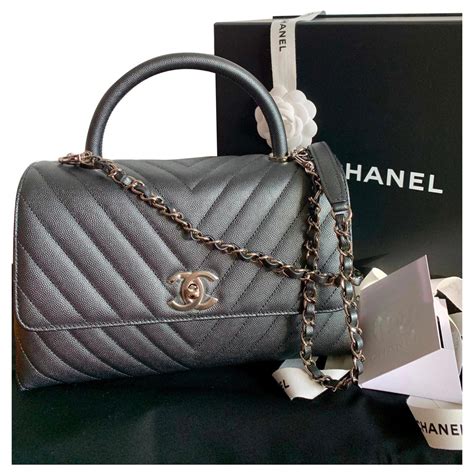 chanel coco handle grey